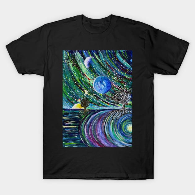 Cosmic Dreams: surreal acrylic painting T-Shirt by Wolshebnaja